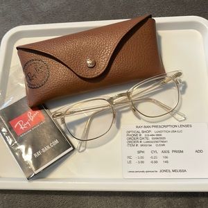 Ray Ban Clubmaster Prescription Clear Gold Glasses